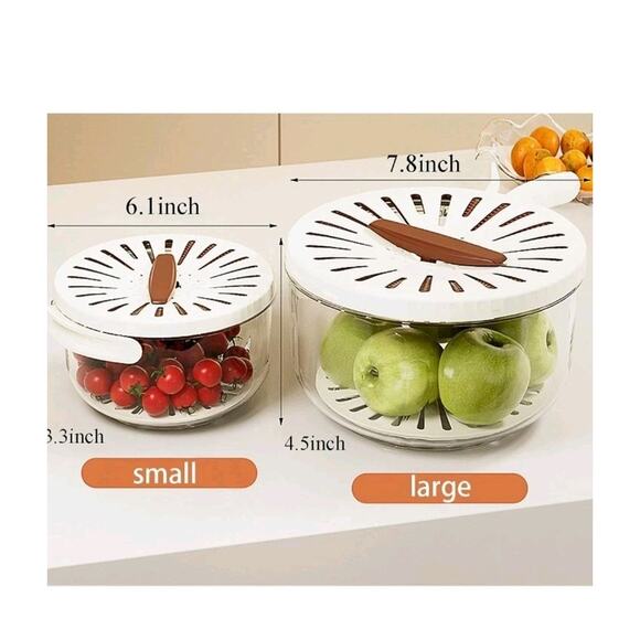Large Multifunctional Fruit Washing Bowl with Lid Fruit Strainer Container Drain - Picture 5 of 9